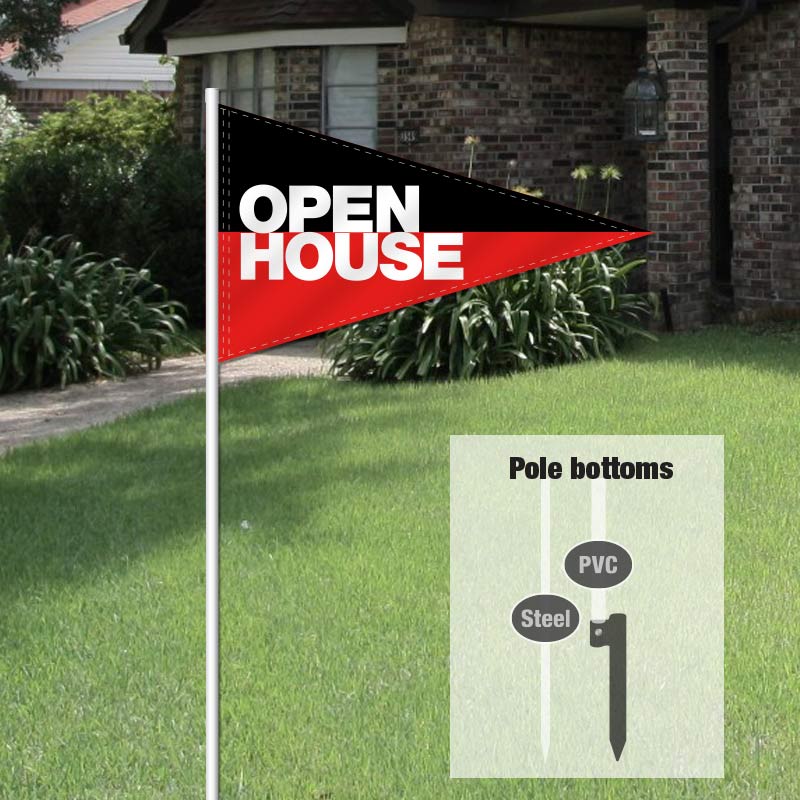 Black & Red Real Estate Pennant Yard Flag White Text Dee Sign®